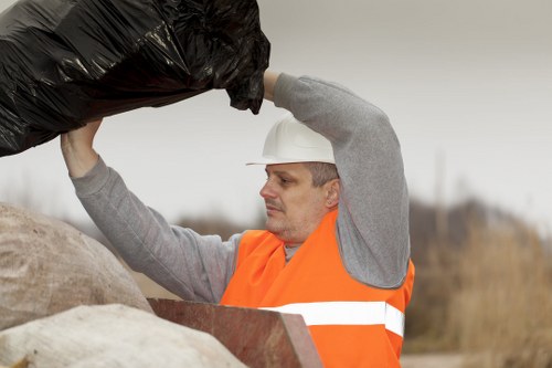 Variety of business waste types segregated for removal in Coney Hall
